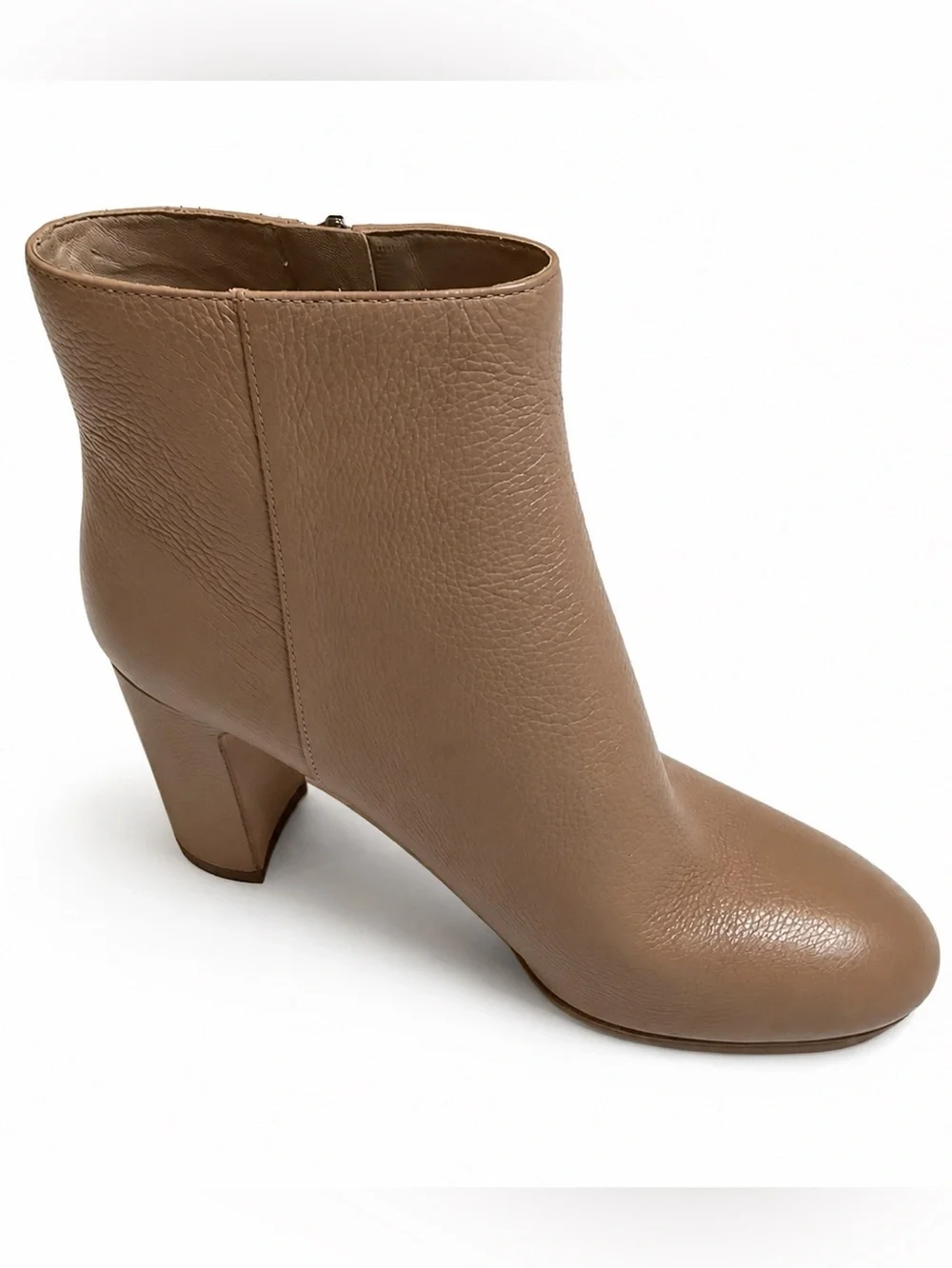 Kate Spade Knott Zip Pebbled Texture Tan Bootie Womens SZ 7 Classic Minimalist